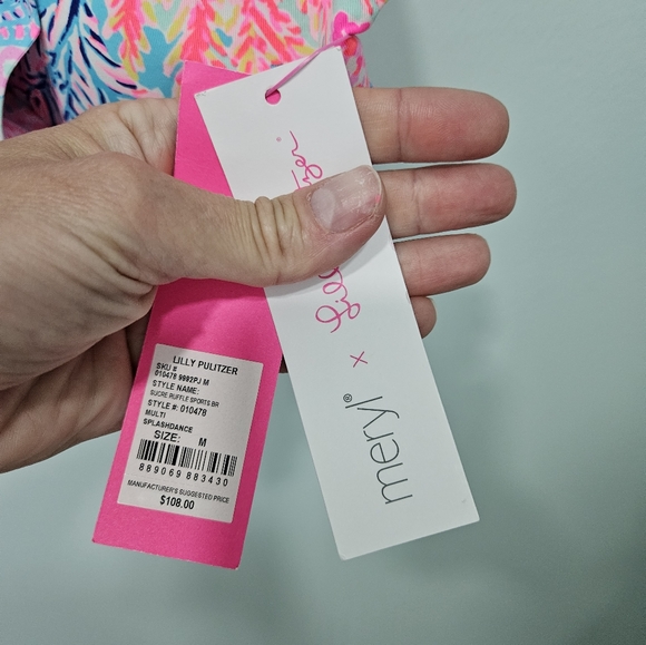 Lilly pulitzer sucre Ruffle Sports Bra Medium (crop top/ workout top) New! - Picture 4 of 13